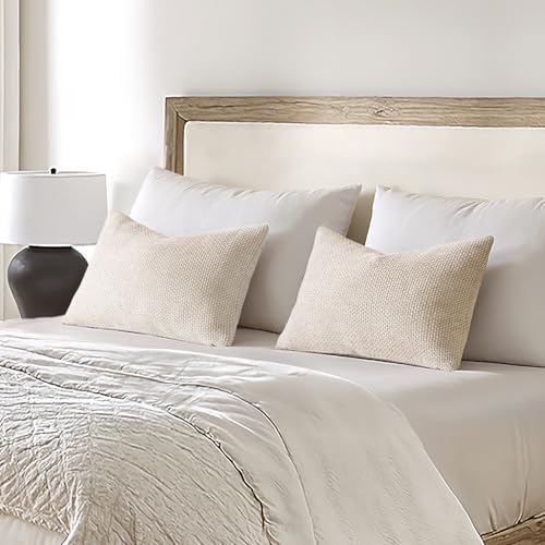 MIULEE Decorative Lumbar Throw Pillow Covers 12x20 in Neutral Beige 2 Pack - Image 3