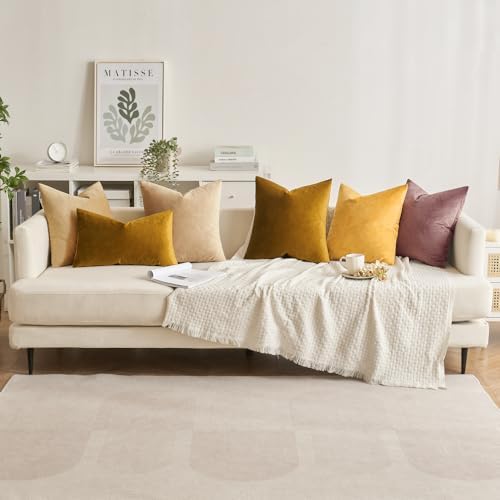 MIULEE 12x20 Inch Lumbar Velvet Throw Pillow Covers Mustard Yellow - Image 5