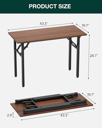 Frylr Small Folding Computer Desk – Portable 43.3 Inch Foldable Laptop Table, Collapsible and Compact for Easy and Fast Setup, Lightweight for Small Spaces, Home Craft and Study Use, Dark Walnut - Image 2