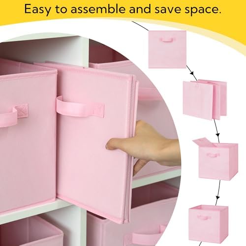 Cupic Cupid 10-Pack 11x11 Collapsible Storage Cubes, Fabric Bins, Pink - Image 4