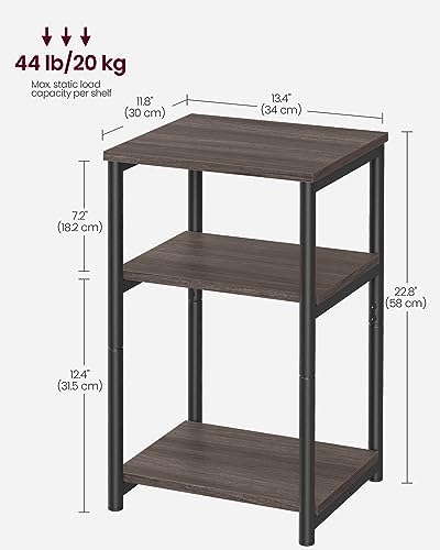 VASAGLE Side Table, Small End Table, Tall Nightstand, Steel Frame - Image 3