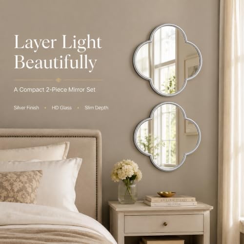 Glass Clover Mirror Set of 2, Non-Distortion Wall Decor Mirrors with Metal Edge, Aesthetic Four Leaf Clover Hanging Mirror for Entryway, Modern Crystal Clear Small Accent Mirror - Image 7
