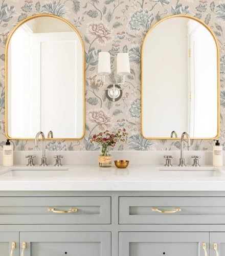 Vintage Floral Peel and Stick Wallpaper, Blue Taupe Neutral Botanical Wall Mural, Removable Self Adhesive Wall Paper for Bedroom Accent Wall, Living Room, Bathroom, Farmhouse Home Decor 17.3"x78.74" - Image 6
