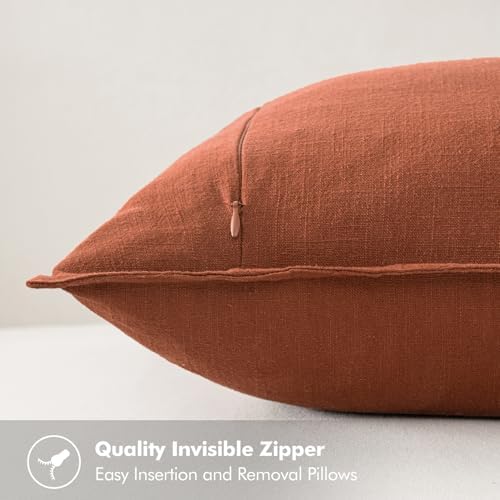 MIULEE Decorative Linen Euro Sham Pillow Covers 24x24 Rust - Image 3