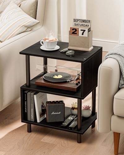 Frylr Side Table, Night Stand and End Table with Reinforced Metal Frame, 44 lb Capacity on Each Tier and Leveling Feet for Bedroom, Bedside, Living Room and Small Spaces, Black - Image 2