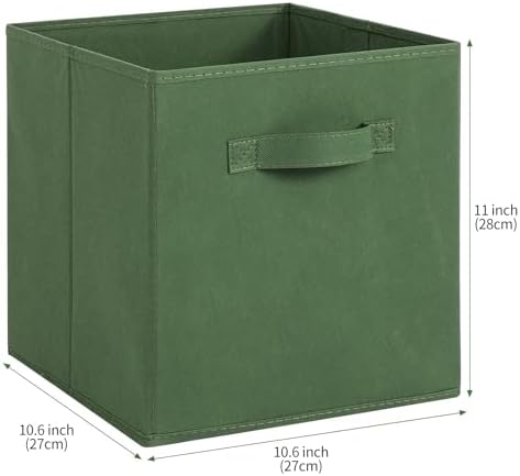 Stero Fabric Storage Bins 6 Pack Fun Colored Durable Storage Cubes with Fabric Handles Foldable Cube Baskets for Home, Kids Room, Closet and Toys Organization Dark Green - Image 2