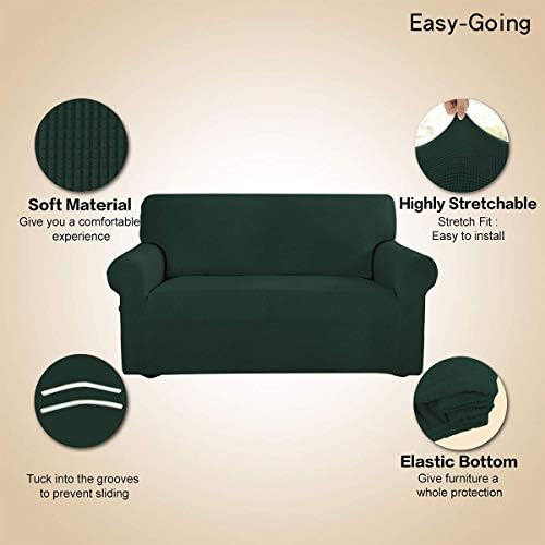 Easy-Going Stretch Loveseat Couch Covers Washable Dark Green - Image 3