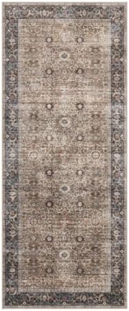 ReaLife Rugs Machine Washable Area Rug - Living Room Bedroom Bathroom Kitchen Entryway Office - Padded Low Pile Stain Resistant Premium - Boho Farmhouse Vintage - Dua - Brown Gray Beige 2'6" x 6' - Image 3