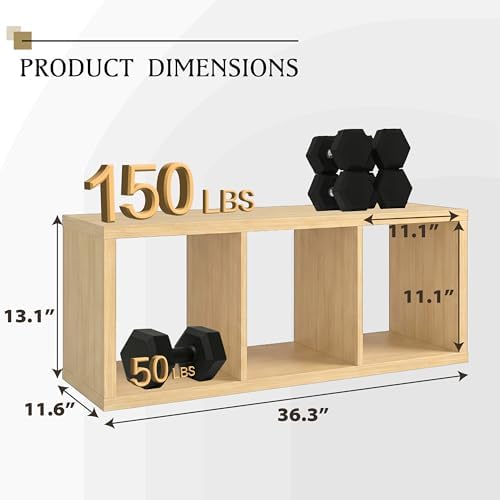 WannabeMyself【2026 Wooden Thick Frame】 3 Cube Storage Organizer with Anti-Tipping Kits, Reversible Open Back Book Shelf,Bookcase for Living Room,Bedroom,Entrance Hall,Office,11.6×36.3×13.1,Oak Color - Image 2