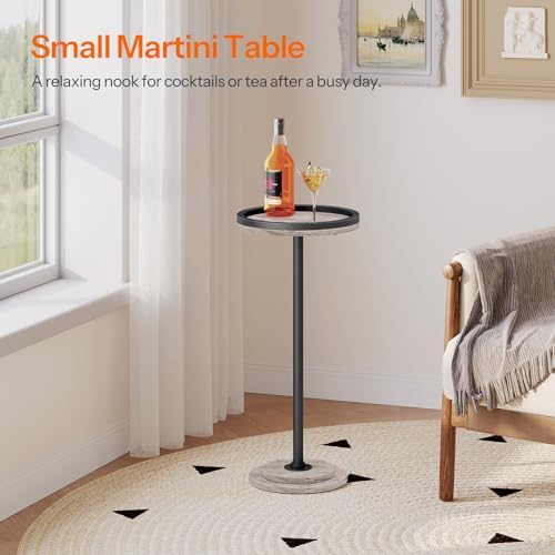HOOBRO Small Round Side Tables, Set of 2, Drink Tables, Coffee Martini Tables with Pedestal Accent for Small Spaces in Living Room, Bedroom, Sofa Couch, Greige BG168BZP201 - Image 6
