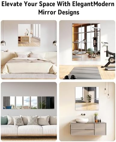 Home Gym Mirrors 12 Inch x 12Pcs Full Length Mirror Tiles Acrylic Unbreakable Wall Mounted Mirror Frameless Full Length for Home Gym, Bedroom, Door - Image 6