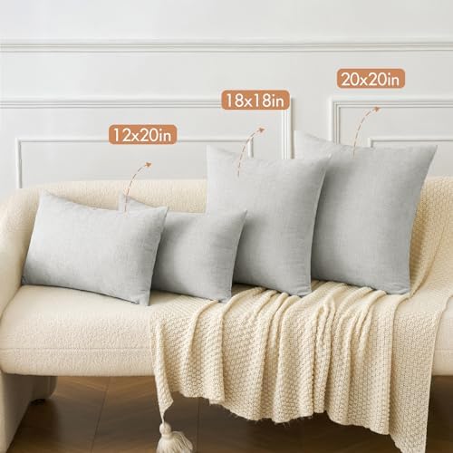 MIULEE Soft Chenille Throw Pillow Covers Light Gray 16x16 Inch Pack of 2 - Image 4
