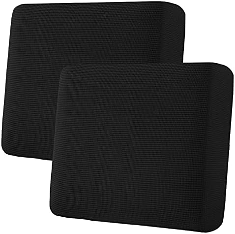 H.VERSAILTEX Super Stretch Individual Seat Cushion Covers Sofa Covers Couch Cushion Covers Slipcover Sets Thick Jacquard Textured Twill Fabric (2 Piece Large Sofa Cushion Covers, Black) by HVERSAILTEX