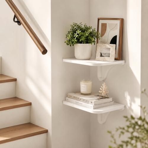 WELLAND 11.8" x 8.25" White Wall Mounted Desk Small Floating Shelves Set of 2 Folding Wall Shelves Drop-Leaf Table Fold Down Desk for RV, Camper, Loft Beds - Image 6