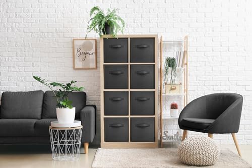 Sorbus Fabric Storage Cubes, 8 Pack, with Handles (11 Inch, Black) - Image 2