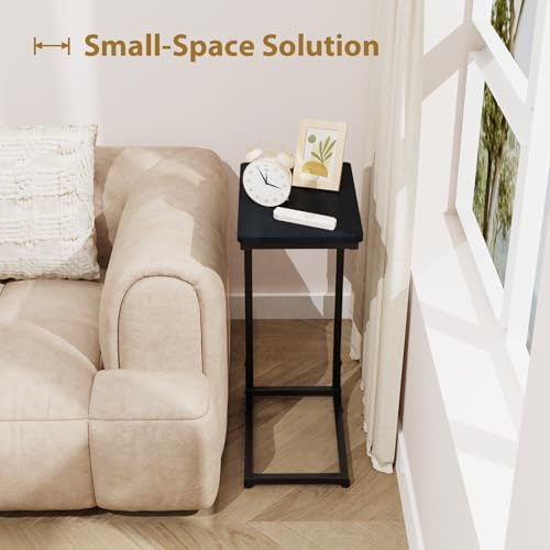 C Shaped End Tables Couch Table TV Trays Set of 2, 7" Wide, Black - Image 5