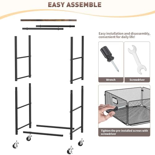 SUNALLY Kitchen Storage Cart with Drawers,Metal Snack Cart Organizer,Black - Image 6