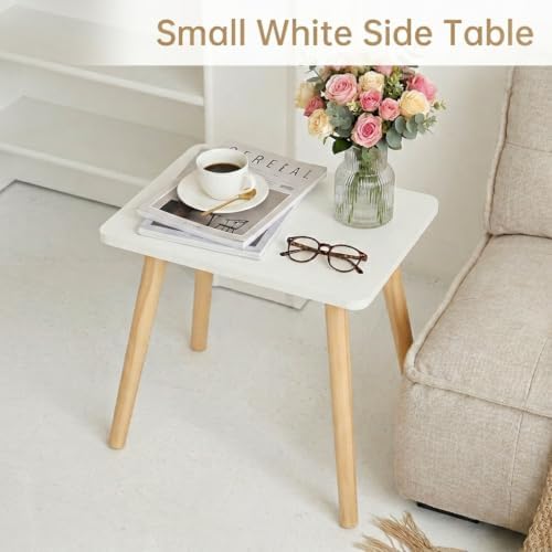 FORAOFUR Small Side Table, Modern Wood Mini Coffee Table, Easy Assembly Compact End Table for Living Room Bedroom Sofa, Minimalist White Accent Furniture for Small Spaces - Image 3