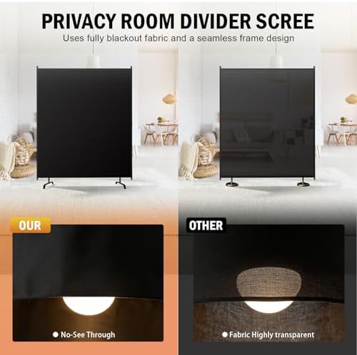 Room Divider Panel, 100% Blackout Privacy Screens with Wider Feet, 5Ft x 6FT Portable Room Partition for Room Separator, Room Divider Screen Partition Room Dividers Freestanding - Image 4