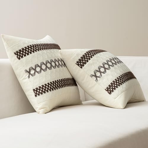 MIULEE Set of 2 Dark Brown Boho Decorative Lumbar Pillow Covers 12x20 Inch - Image 6
