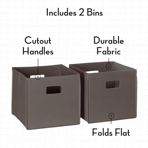 RiverRidge Folding Storage Bins - 2-pack of 10in Tall Brown Cubes - Image 3