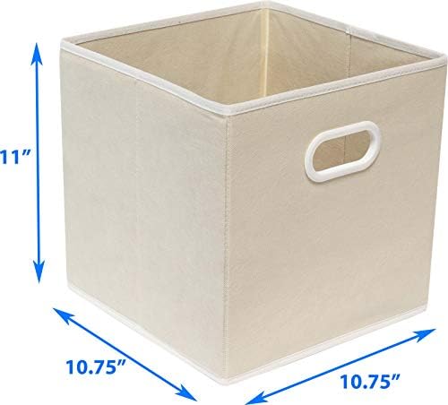 Simple Houseware 11-Inch Foldable Cube Storage Bins with Handles, Beige - Image 7