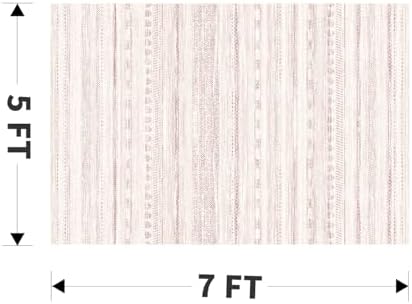 5x7 Pink Area Rugs for Living Room Machine Washable Rug Distressed Girls Nursery Rug Indoor Carpet Neutral Moroccan Boho Ultra Soft Area Rug for Bedroom Dining Room Playroom Office - Image 2