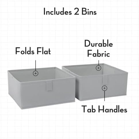 RiverRidge Folding Storage Bins - 2-pack of 5in Tall Gray Cubes - Image 4