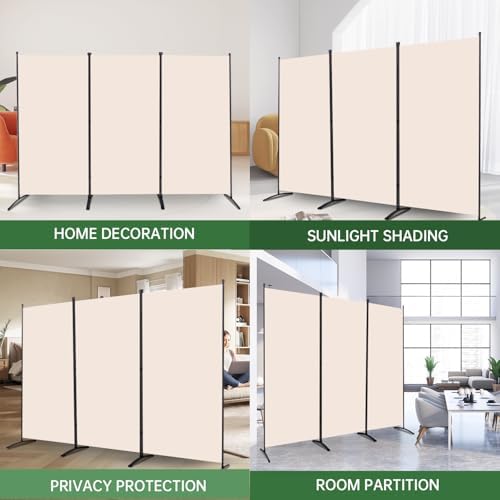 3 Panel Folding Room Divider, Sturdy Frame Freestanding Wall Divider - Image 7
