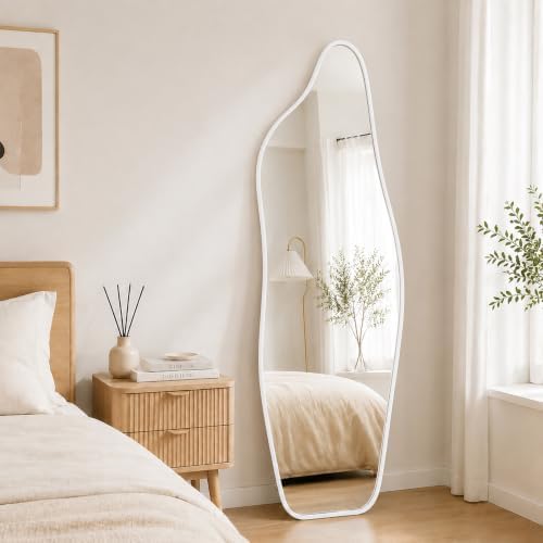 Full Length Door Mirror, 48"x16" Wall Mounted Mirror, White - Image 4