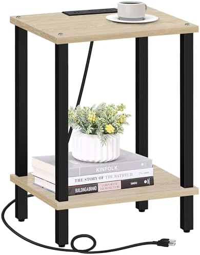 TUTOTAK End Table with Charging Station, Side Table, Nightstand by ChoosetutotakFurnitureBuildYourCozyHome