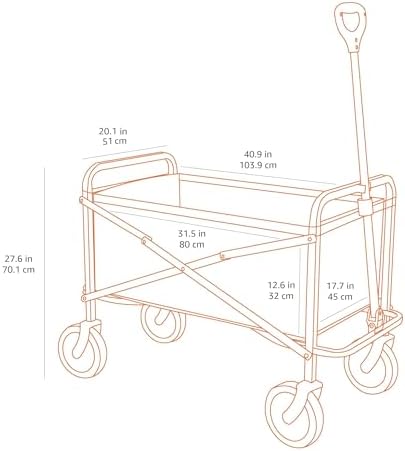 Amazon Basics Collapsible Heavy Duty Utility Wagon for Outdoor Sports, Camping, Garden, and Pets, Portable with Handle, 265 pounds Weight Capacity, 27.6 x 40.9 x 20 inches, Red - Image 5