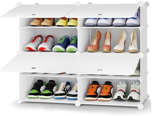 HOMIDEC Shoe Rack Organizer 16 Pair Modular Shoe Storage Cabinet for Closet by DecorateYourHome