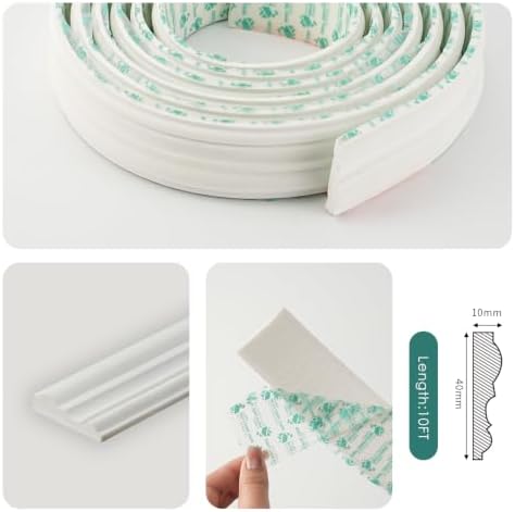 DIY Arch Panelling Paintable Matte Foaming Peel and Stick Wall Molding Trim, Self Adhesive Wainscoting Panels Flexible Chair Rail Moulding for Walls(Width 1.57IN) - Image 2