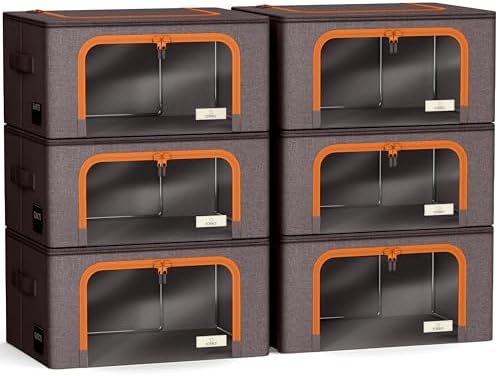 Sorbus Clothes Storage Bins, Clear Window & Handles (6 Pack, Brown) - Image 7