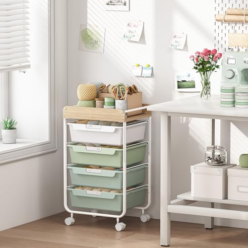SYKIARIOL Rolling Storage Utility Cart with 4 Drawers,Art Cart,Green - Image 4