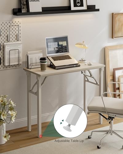 Frylr Small Folding Computer Desk – Portable 35.8 Inch Foldable Laptop Table, Collapsible and Compact for Easy Storage and Fast Setup, Lightweight for Small Spaces, Craft and Study Use, White Ash - Image 4