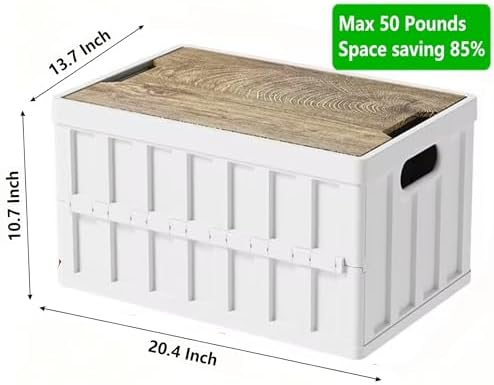 VIMI 50L Collapsible Storage Bins with Lids Stackable Utility Crates with Handles Plastic Large Folding Containers for Organizing Tools,Books,Food,Drinks,Camping&Transport (White-3 Pack) - Image 4