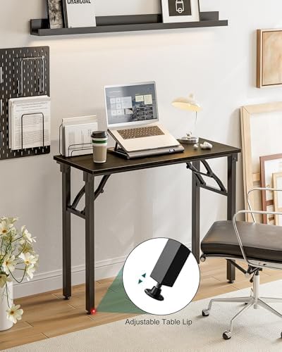 Frylr Small Folding Computer Desk – Portable 35.8 Inch Foldable Laptop Table, Collapsible and Compact for Easy Storage and Fast Setup, Lightweight for Small Spaces, Craft and Study Use, Dark Oak - Image 7