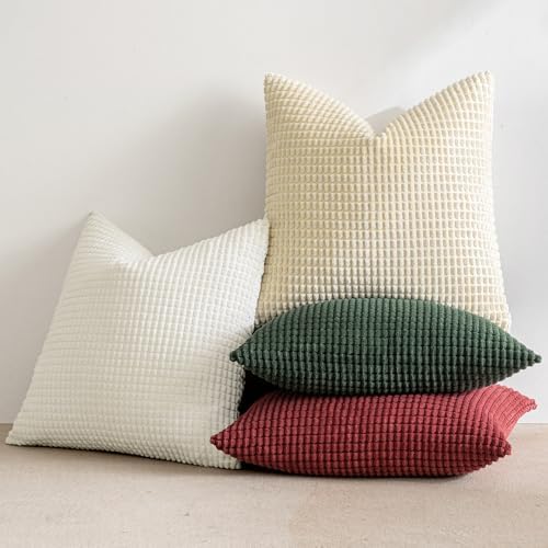 MIULEE Throw Pillow Covers 18x18 Inch Set of 4 Christmas Red and Green - Image 7