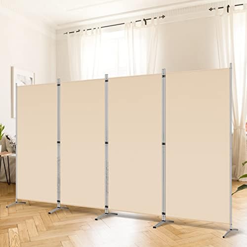 RANTILA 4 Panel Room Divider, 6 Ft Tall Folding Privacy Screen Room Dividers, Freestanding Room Partition Wall Dividers, 136''W x 20''D x 71''H, Beige by RANTILA