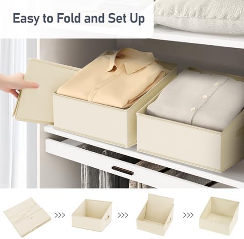 DIMJ Closet Storage Bins 8 Pack - Fabric Trapezoid Closet Organizer Bin, Foldable Storage Baskets for Shelves, Closet Shelf Organizer, Clothing Storage Box for Toys, Books, Towel, Clothes - Image 4