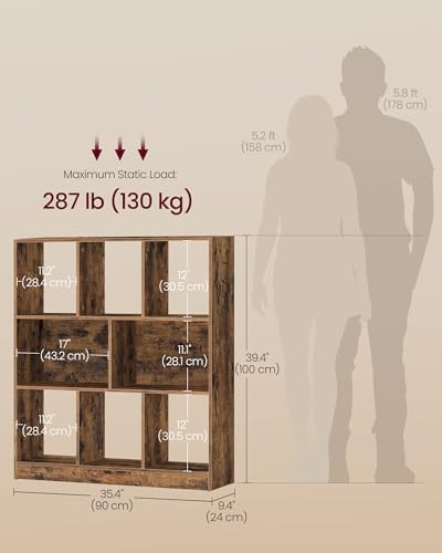 VASAGLE Bookshelf, 8 Cubes Storage Organizer, 35.4 x 9.5 x 39.4 Inches - Image 3