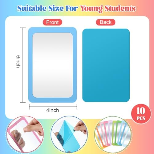 Dandat 10 Pcs 6x4 Shatter Proof Unbreakable Kids Mirrors, Macaron Color - Image 2