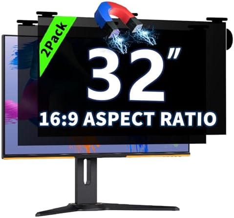 2 Pack Magnetic Hanging Computer Privacy Screen 32'' for 16:9 Aspect Ratio by Halloive