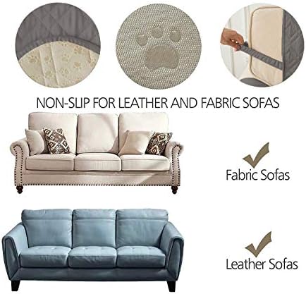 Ameritex Couch Sofa Slipcover 100% Waterproof Nonslip Quilted Furniture Protector Slipcover for Dogs, Children, Pets Sofa Slipcover Machine Washable (Dark Grey, 68") - Image 4