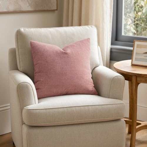 MIULEE Blush Pink Chenille Couch Euro Throw Pillow Covers, 22x22 - Image 3