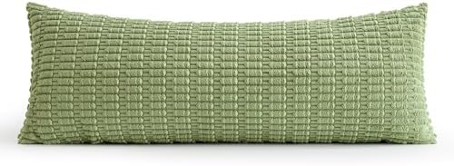 MIULEE Lumbar Corduroy Throw Pillow Cover for Bed 14x36 Beige Pack of 1 - Image 6