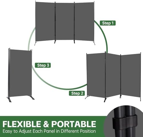 3 Panel Folding Room Divider, Sturdy Frame Freestanding Wall Divider - Image 4