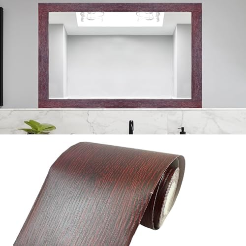 Teemall 10M Black Wood Grain Removable PVC Waterproof Border Wall Decor Removable Self Adhesive Kitchen Bathroom Tiles Sticker Wallpaper 4.2x390 (Red, 2" x 390") by Teemall